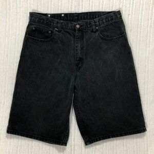 BANDINI Mens Black Acid Wash Denim Jean Shorts Size 36 Relaxed‎ Fit
